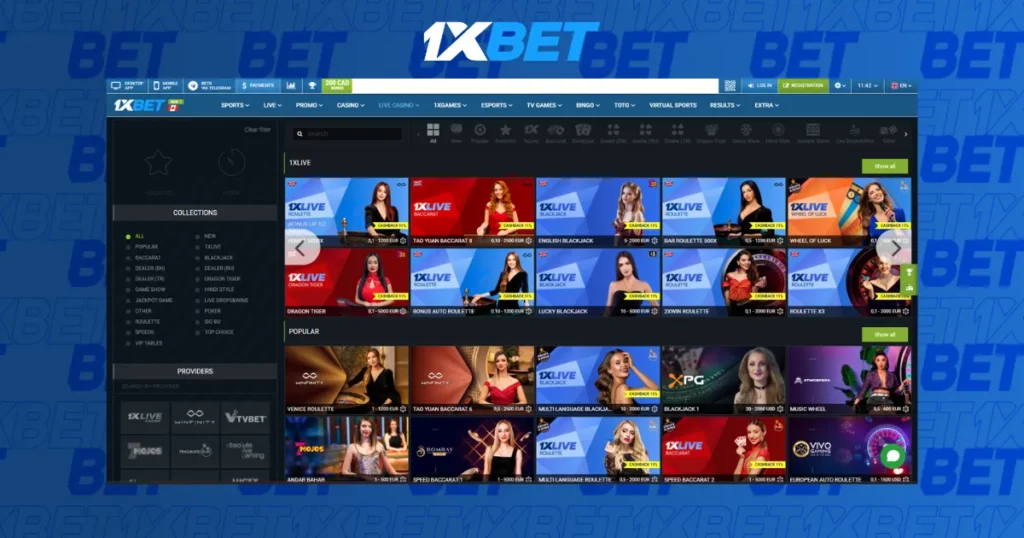 Live Casino games at 1xBet India