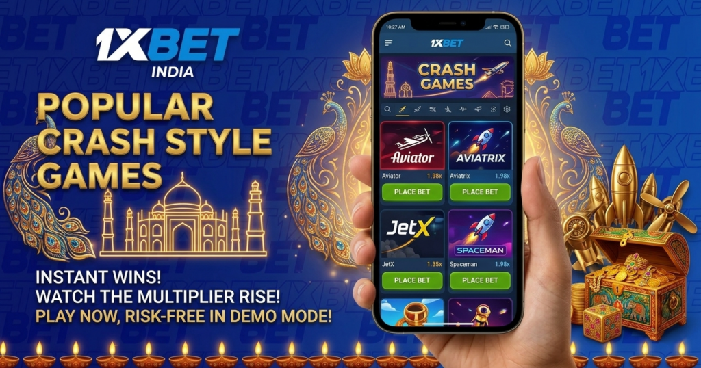 Popular crash style games at 1xBet India