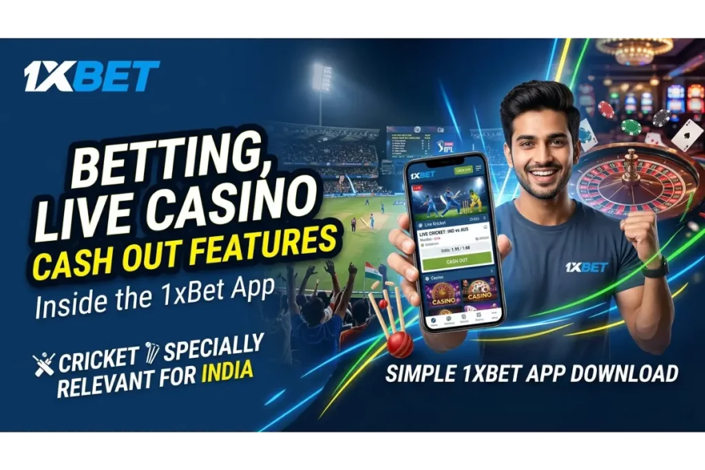 Betting, Live casino and other features inside the 1xBet app in India