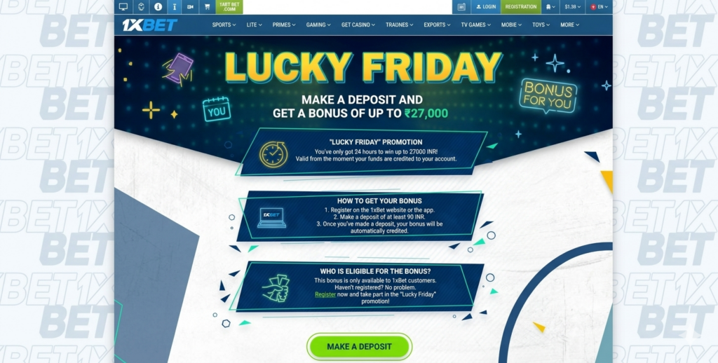 1xBet Lucky Friday Bonus Rules in India